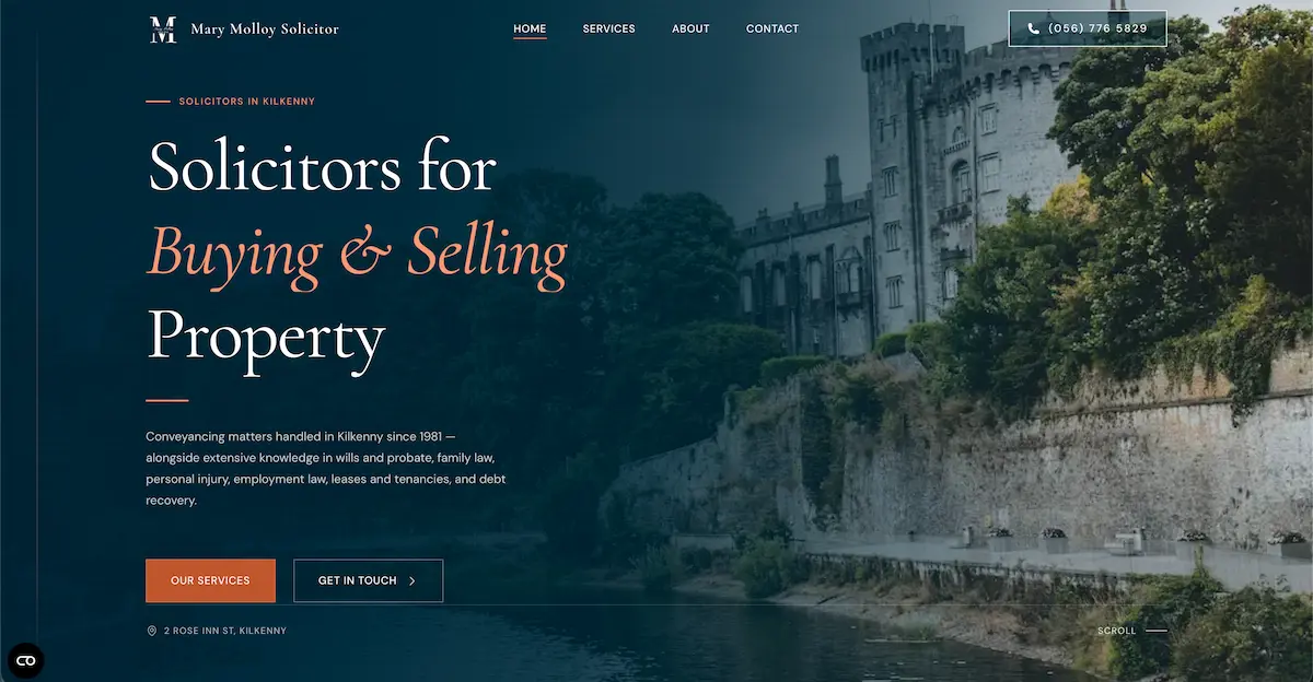 Mary Molloy Solicitor website homepage screenshot